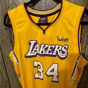 Lakers 34 Yellow Lakers Basketball Jersey XL